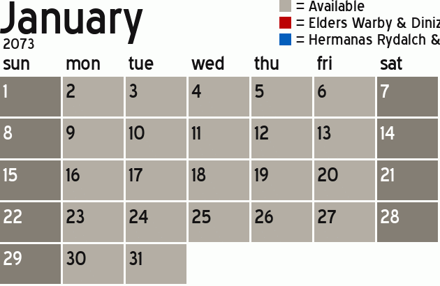 Missionary Dinner Calendar