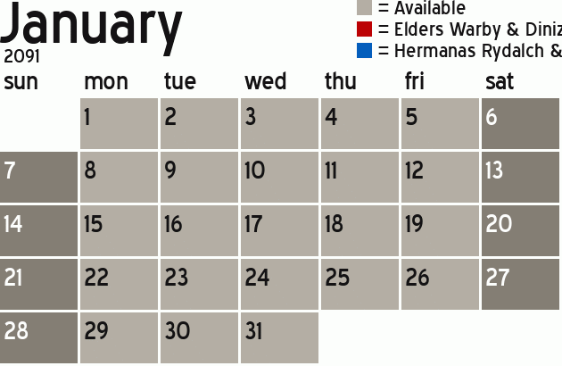 Missionary Dinner Calendar
