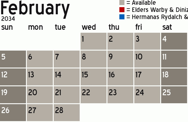 Missionary Dinner Calendar