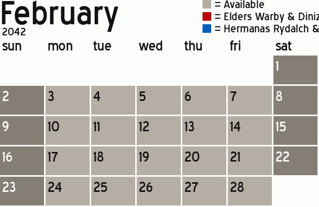 Missionary Dinner Calendar