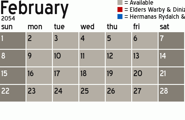 Missionary Dinner Calendar