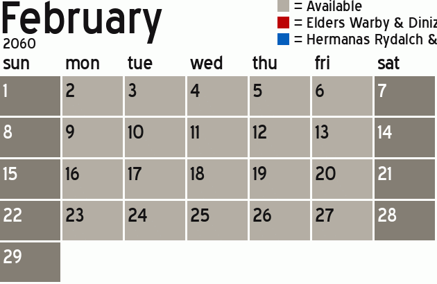 Missionary Dinner Calendar