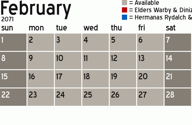 Missionary Dinner Calendar