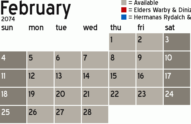 Missionary Dinner Calendar