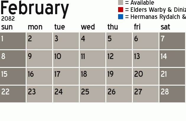 Missionary Dinner Calendar