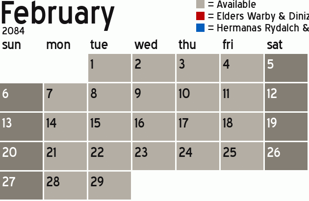 Missionary Dinner Calendar