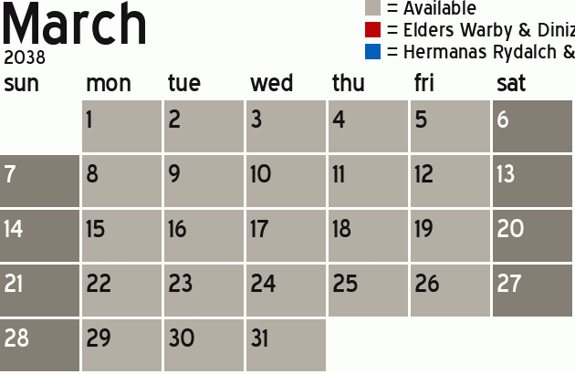 Missionary Dinner Calendar