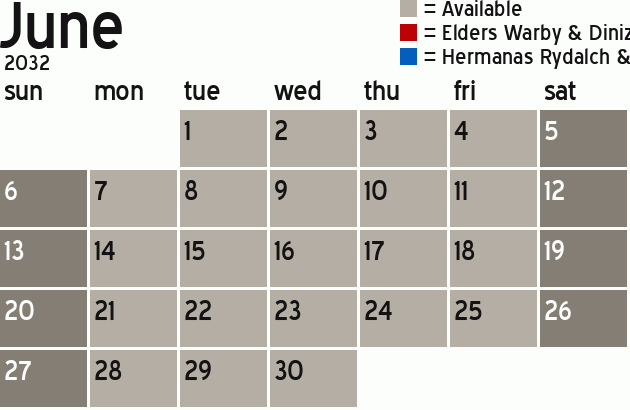 Missionary Dinner Calendar