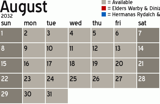 Missionary Dinner Calendar