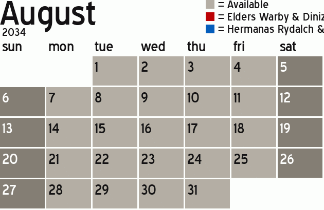 Missionary Dinner Calendar