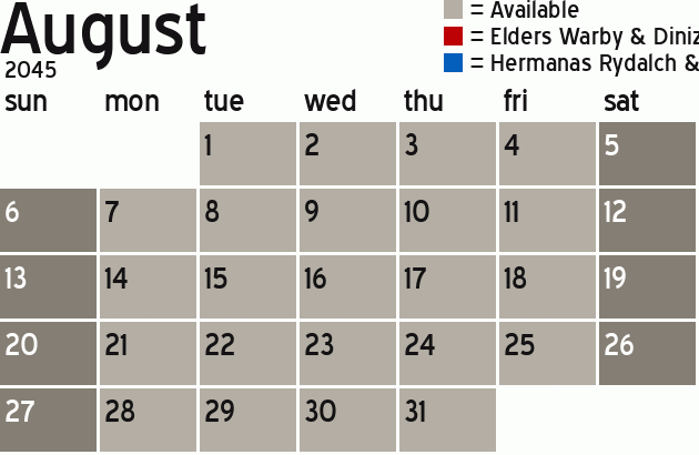 Missionary Dinner Calendar