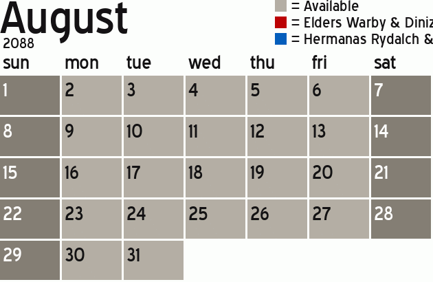 Missionary Dinner Calendar