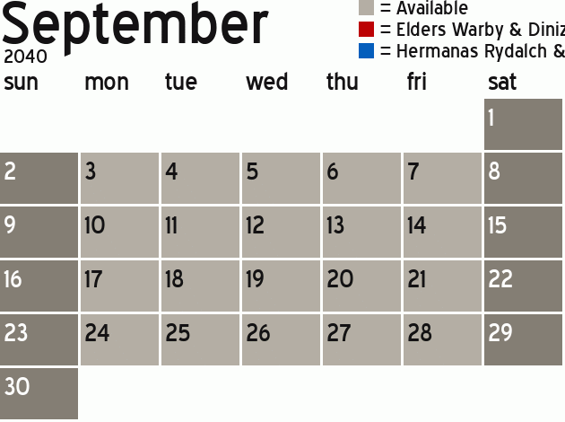 Missionary Dinner Calendar