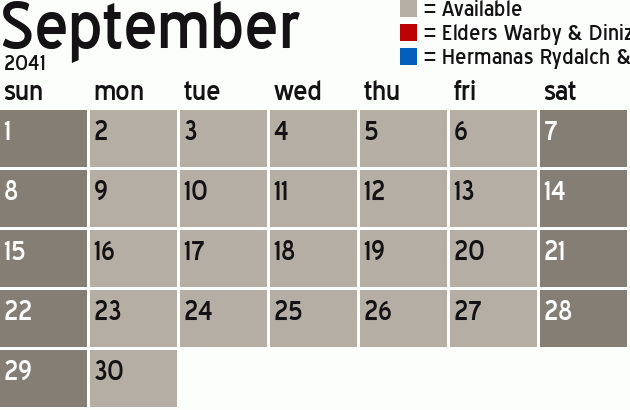 Missionary Dinner Calendar