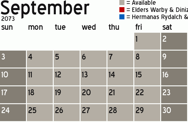 Missionary Dinner Calendar