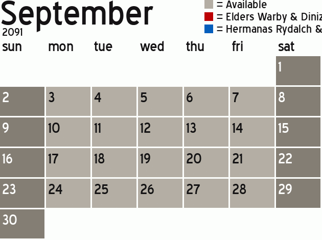 Missionary Dinner Calendar