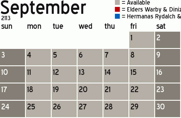 Missionary Dinner Calendar
