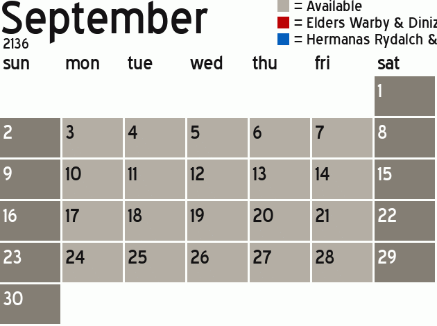 Missionary Dinner Calendar