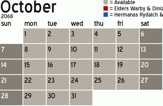 Missionary Dinner Calendar