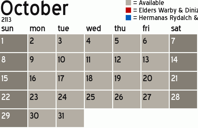 Missionary Dinner Calendar